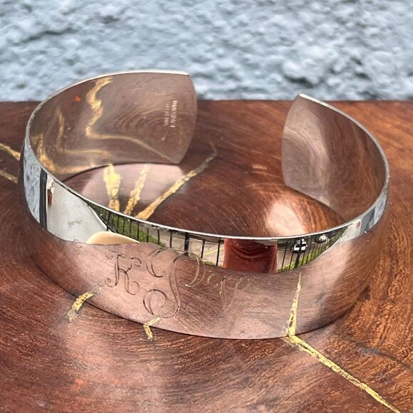 Vintage Sterling Silver Cuff Bracelet Chunky Engraved KPV 925 Danecraft Jewelry - Picture 5 of 10